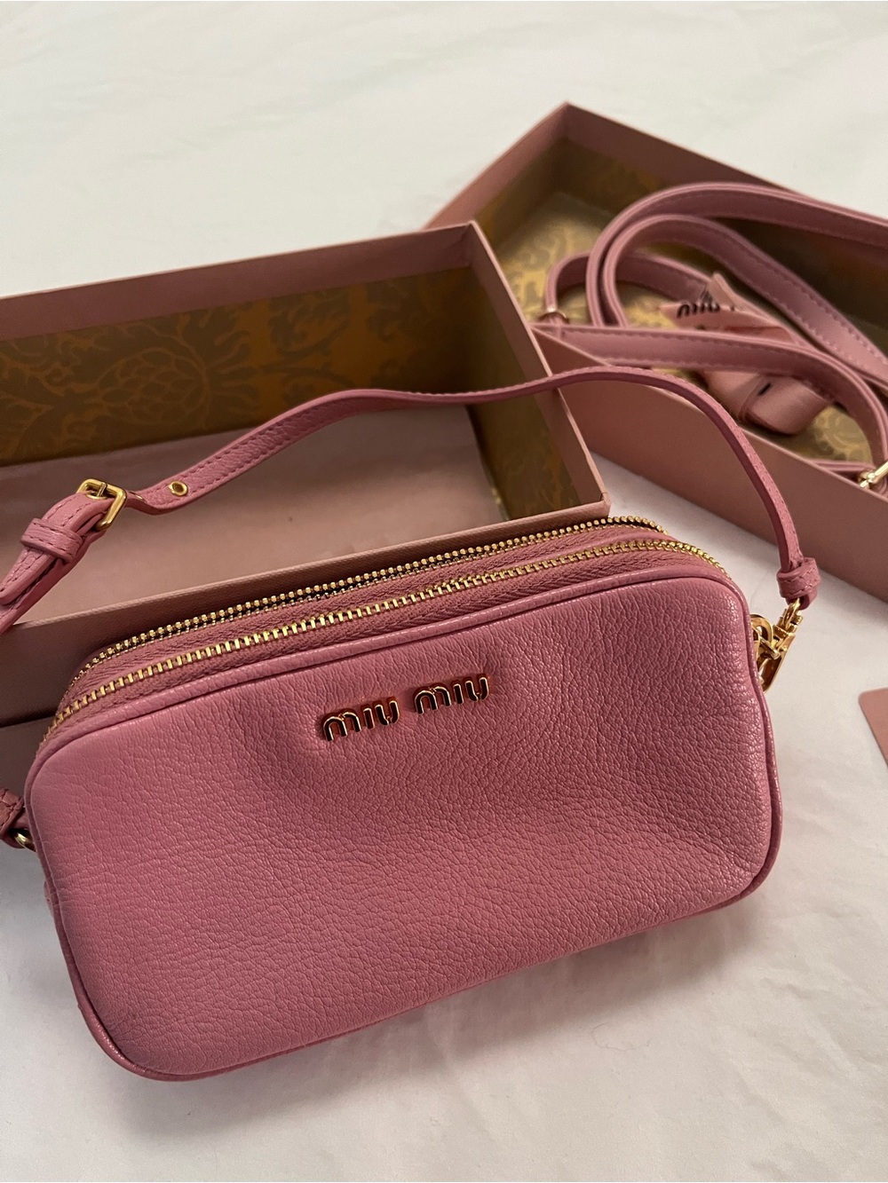 Miu Miu Pink Madras Camera Bag Leather Small - Picture 7 of 9